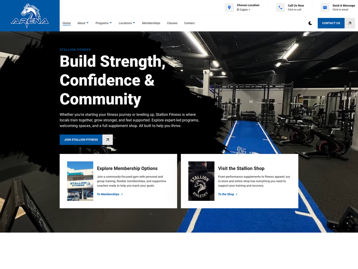 Example client website: Stallion Arena Fitness
